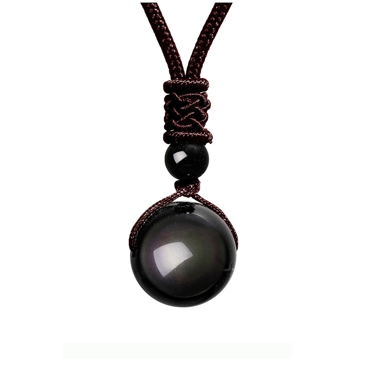 Jovivi Unisex-Adult 16Mm Natural Black Obsidian Rainbow Eyes Stone Lucky
