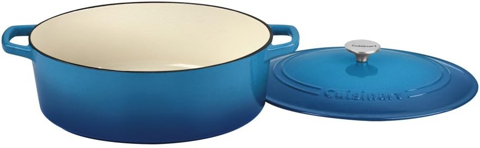Cuisinart Chef's Classic Enameled Cast Iron Oval Covered Casserole (Gradient Blue, 7- Quart)