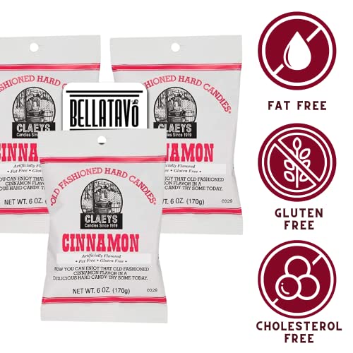 Cinnamon Hard Candy Bundle. Includes Three-6 Oz Bags Of Claeys Old Fashioned Cinnamon Candy Plus A Bellatavo Fridge Magnet. Claeys Old Fashioned Hard Candy Is Fat Free! #TOP2