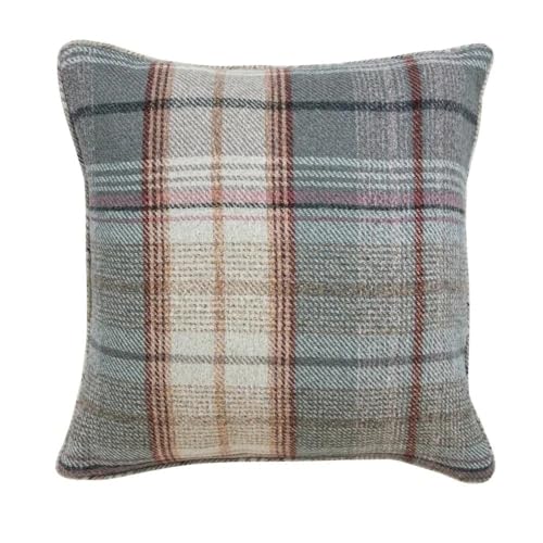 Image of Maple Textiles Set of 2 Tartan Classic Check Plaid Brushed Wool Feel Cushion Covers, |Pillowcases Throw Decorative 17'' x 17'' (43 x 43 cm) For Sofa Chair Bed Car (Pink)