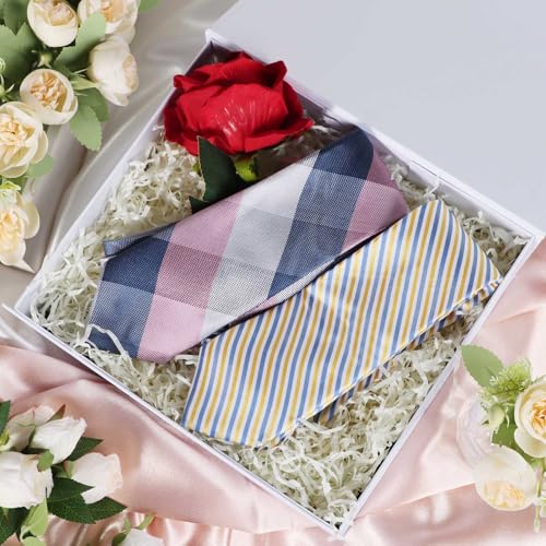 LFBOX White Gift Box with Ribbon Magnetic Lids 10.2x9x3.74 in, Christmas Gift Boxes Bridesmaid Groomsman Proposal Boxes, Wedding Storage Box 2 Pack