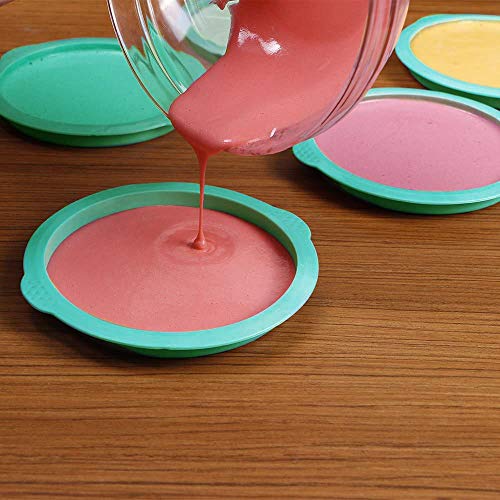 Webake Layer Cake Pans Set, 6 Inch Round Rainbow Cake Baking Pans, Silicone Cake Mold For Jumbo Whoopie Pie Cake Vegetable Pancakes Taco Shells Pizza Crust Omelet Frittata, And Resin Craft (Set Of 5) #TOP2