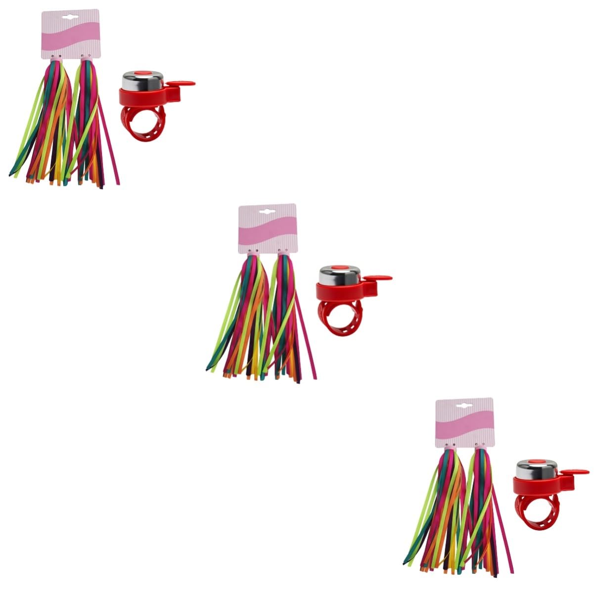 Kisangel 6 Pares Juegos De Niños para Bicicletas Infantiles Serpentinas De Campanas Campana De Manillar De Bicicleta De Joyería Traje Rosa Equitación Niña Cadena
