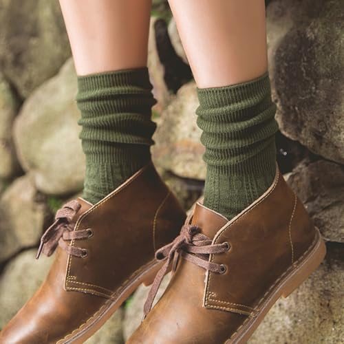 Image of Women Crew Socks, Solid Color Boot Socks for Women Ladies 9 /10 Pairs