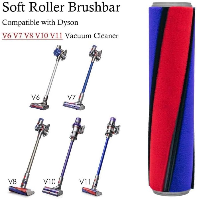 Miniatura 5 de Barra de cepillo de rodillo suave para Dyson V6 V7 V8 V10 V11 SV03 Cabezal de cepillo Pieza de repuesto No.966488-01