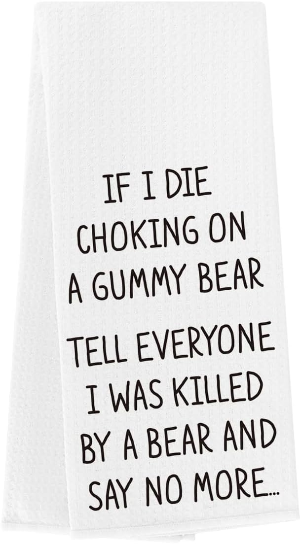 Funny Kitchen Towels Adult Humor Humorous Saying Gifts for Women Men Friends Hostess Waffle Weave Tea Towels Hand Towels Dish Towels Decor for Kitchen Bathroom 14×23 Inches