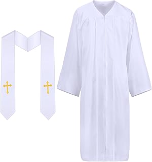 2 Pcs Clergy Robes Priest Costume Set Women Pulpit Choir Robe Baptism Church Clergy Cross Stole for Adults