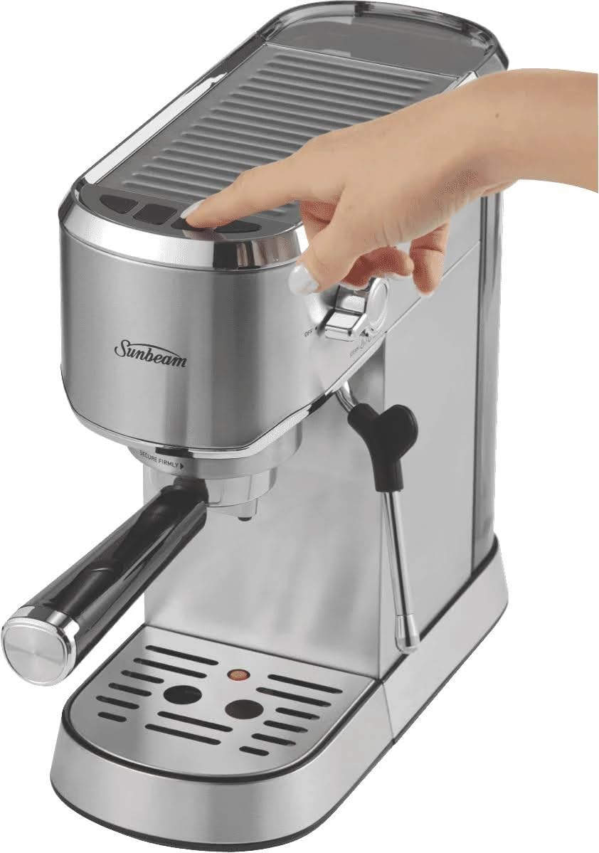 Sunbeam Compact Barista Espresso Machine | Small Manual Coffee Machine, 15-Bar Pump, Powerful Steam Wand, Café Style Features, Silver EMM2900SS