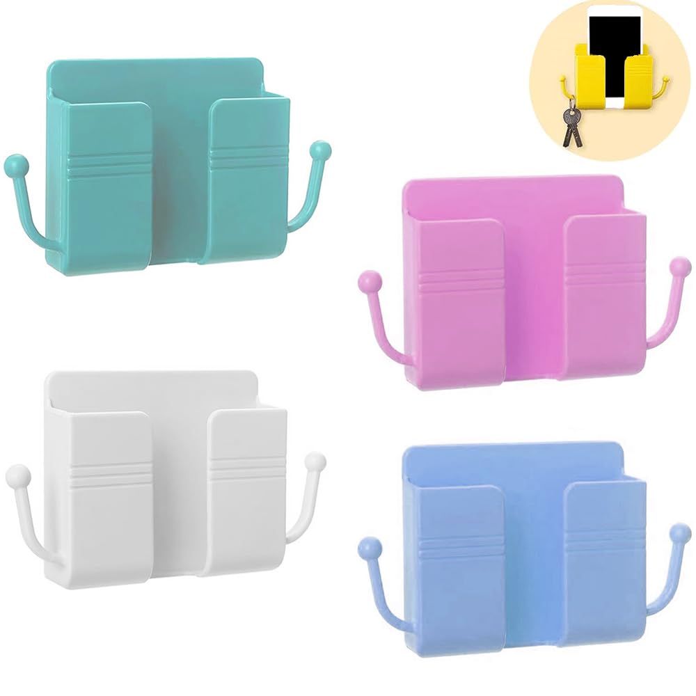 Pack of || Wall Mount Mobile Holder || Mobile Charging Stand || Hook  Mobile Holder || Multipurpose Socket Pocket Universal Deck Storage Box ||