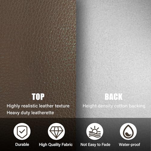 Faux Leather Fabric, 54"x108" Thick Durable Synthetic Upholstery Lychee Texture Leather Vinyl, Soft Smooth Waterproof, Durable,Replacement Renovate for Wallets, DIY Projects, Furniture 1 Yard-Coffee by AOOTOOLINK - Image 3