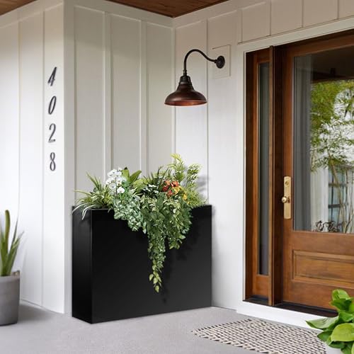 R.Wisem Outdoor planters for Porch Outdoor Tall Planter Box Black Metal Privacy Screen Planter Box Tall Rectangular Narrow Large Big Patio Porch Planter for Outdoor Plants by R.Wisem - Image 7