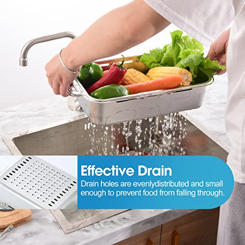 Saudoli Over The Sink Colander Strainer Basket,Extendable Colander-Stainless Steel,Suitable For Wash Vegetables And Fruits, Drain Cooked Pasta And Dry Dishes, New Home Kitchen Essentials, Large #TOP1