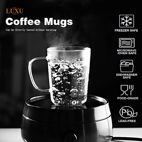 Luxu Glass Coffee Mugs(Set Of 4)-17 Oz,Clear Beer Mugs,Glass Tea Cups With Comfortable Handle,Lead-Free Drinking Glasses,Perfect For Latte,Espresso,Juice,Water,Milk Or Hot And Cold Beverage #TOP1