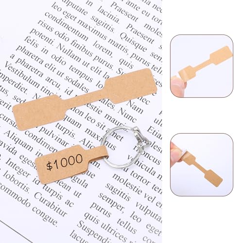500 Stück Schmuck Preisschilder Aufkleber Kraftpapier Anhänger Etiketten 6 x 1,2cm Preisetiketten Preisschilder Etiketten Selbstklebend Preisaufkleber Schmucketiketten für Halskette Schmuck Ring