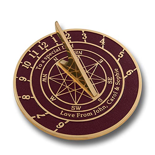 The Metal Foundry Personalized English Brass Sundial Gift. This Unique Gift Idea for Him Or Her is Cast with Your Message and Will Make The Perfect Present for Birthday, Anniversary Or Christmas