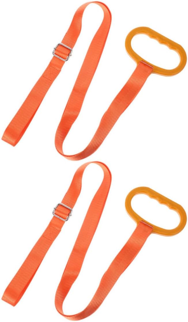 FRCOLOR 2pcs Adjustable Deer Hauling Harness with Self-Lock System and Comfortable Grip Handle, Orange Nylon Webbing Hunting Transport Rope for Deer Carrying, Camping and Outdoor