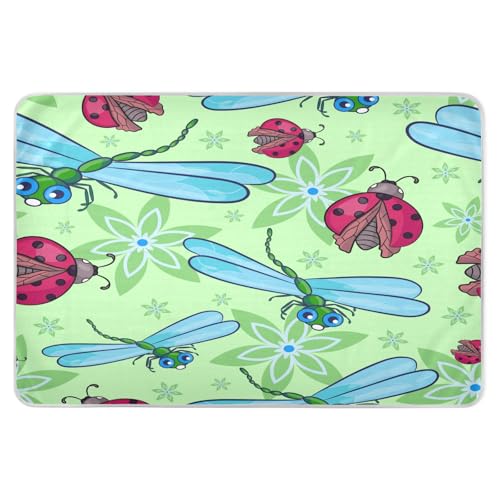 susiyo Bright Withflowers Dragonflies Bed Pads for Incontinence Mattress Protector Anti-Slip Waterproof Pads (56