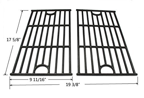 BBQ funland GI1312 Gloss Porcelain coated Cast Iron Cooking Grid Replacement for Master Forge SH3118B Gas Grill and Others, Set of 2