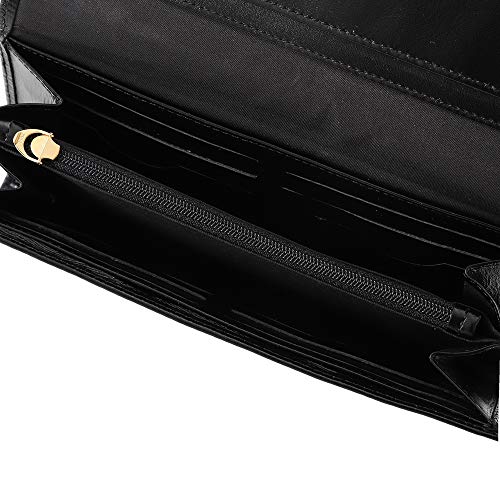 Carteira Feminina Fechamento Botão Couro Lezard Mariart 271 (Preto)