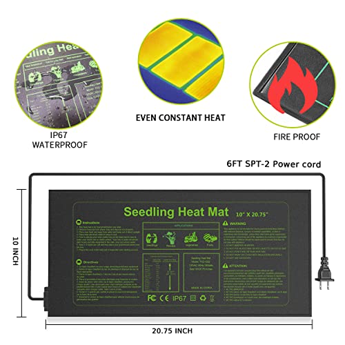 2 Pack Seedling Heat Mat 10X20.75`` Durable Waterproof Plant Heating Pad Warm Hydroponic Heating Mat For Seed Starting Germination Plant Propagation #TOP3