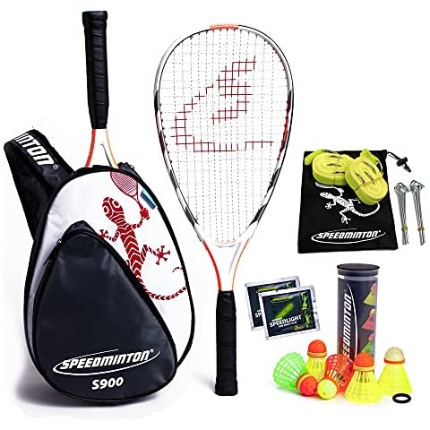 Speedminton S900 Set Speedminton S900 Set - Original Speed Badminton/ Crossminton Professional Set With 2 Carbon Rackets Incl. 5 Speeder, Playing Field, Bag - black, one size fit all Cover