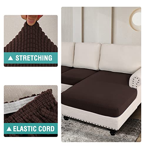 Okyuk Sectional Couch Covers 4 Pieces Jacquard Sofa Seat Cushion Covers, L Shape Separate Cushion Couch Chaise Cover Elastic Furniture Protector For Both Left/Right Sectional Couch (J-Brown, 4 Seater) #TOP4