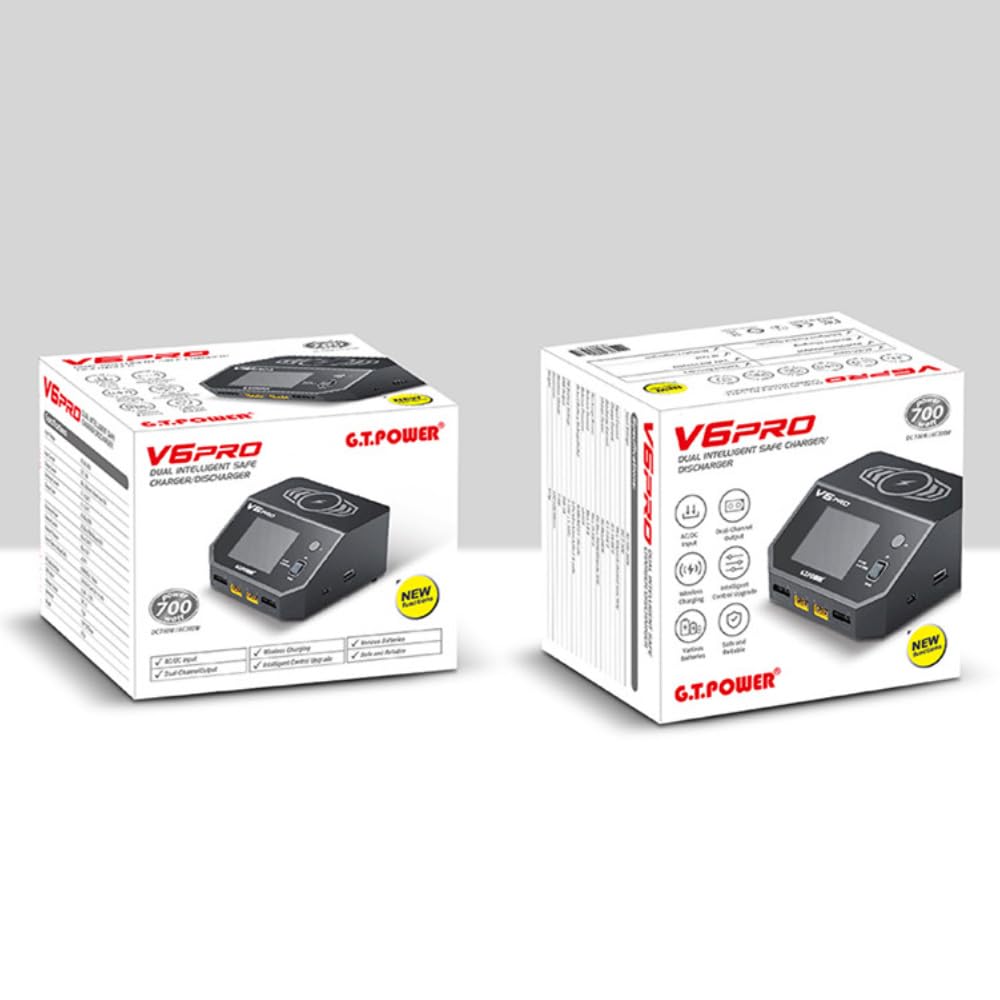 Chargeur Intelligent pour Batterie RC Double Canal GT Power V6 Pro 700W, Charge sans Fil pour téléphone