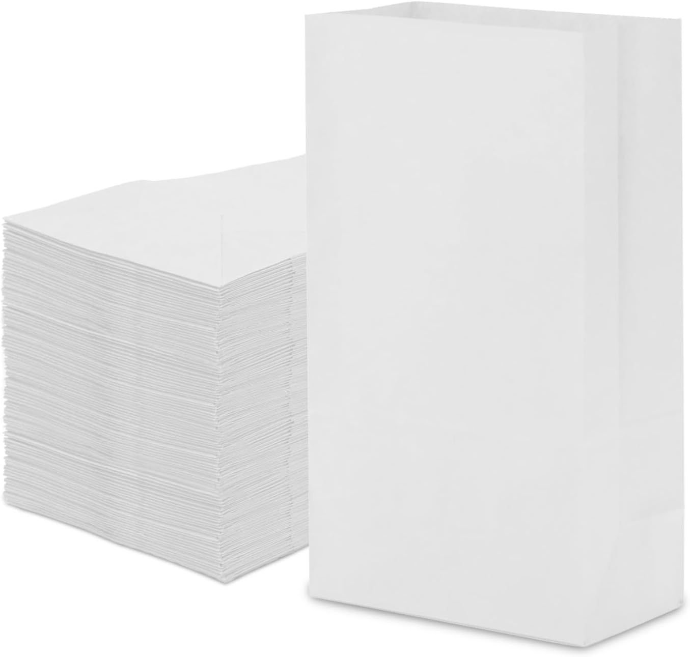 White Paper Lunch Bags Bread Bags 7x4.5x13.75 Inches 100Pcs