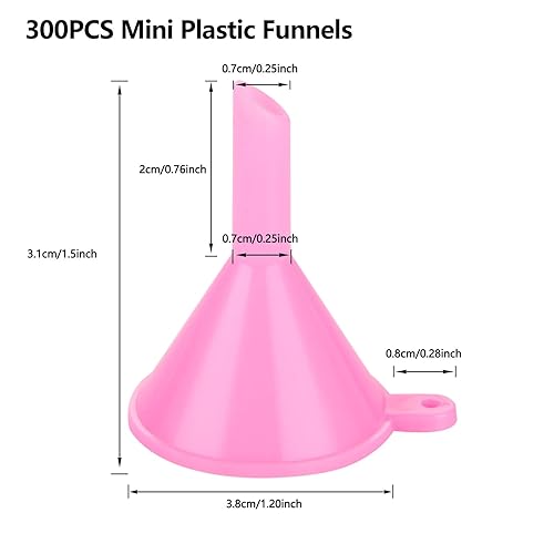 Miniatura 2 de 300 embudo pequeño de plástico de 1.2 pulgadas con asa para llenar botellas, laboratorio, botella de agua, polvo, cápsulas, aceites, perfumes,