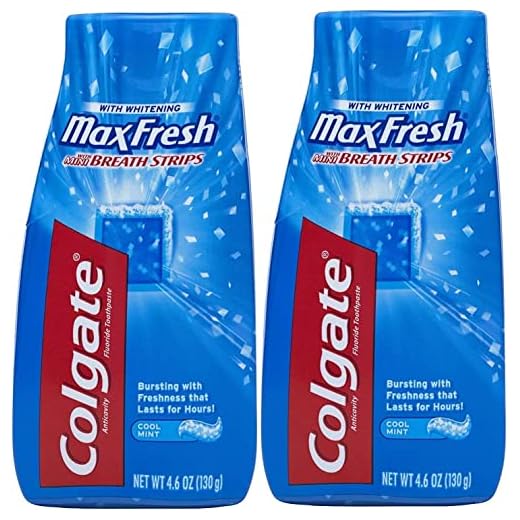 Colgate Max Fresh Liquid Toothpaste with Mini Breath Strips, Cool Mint, 4.6 oz (Packaging May Vary) (Pack of 2)