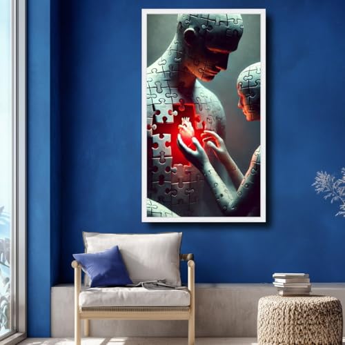Peinture romantique puzzle cœur pour raviver un mur blanc triste