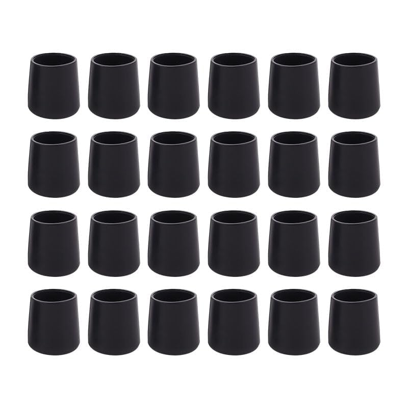 24 Pcs Chair Leg Floor Protectors Black Round Non Slip Cover- PVC Furniture Feet Caps for Tables & Hardwood Floors