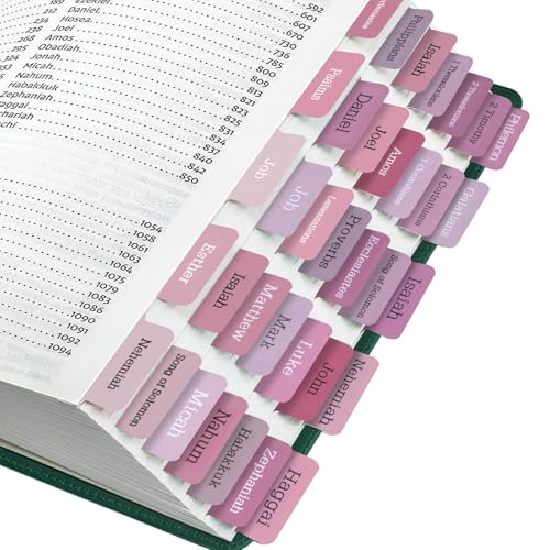 Bible Tabs, 75 Tabs, Laminated Bible Index Tabs for Women and Men, Bible Book Tabs for Easy Navigation, Large Print Easy to Read (Pink)