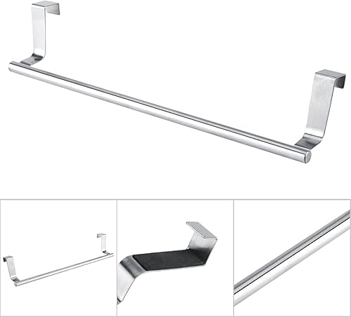 Miniatura 10 de Toallero curvado de acero sobre la puerta, colgador para armario o armario, toallero para gabinete para cocina, baño, sostiene toallas de