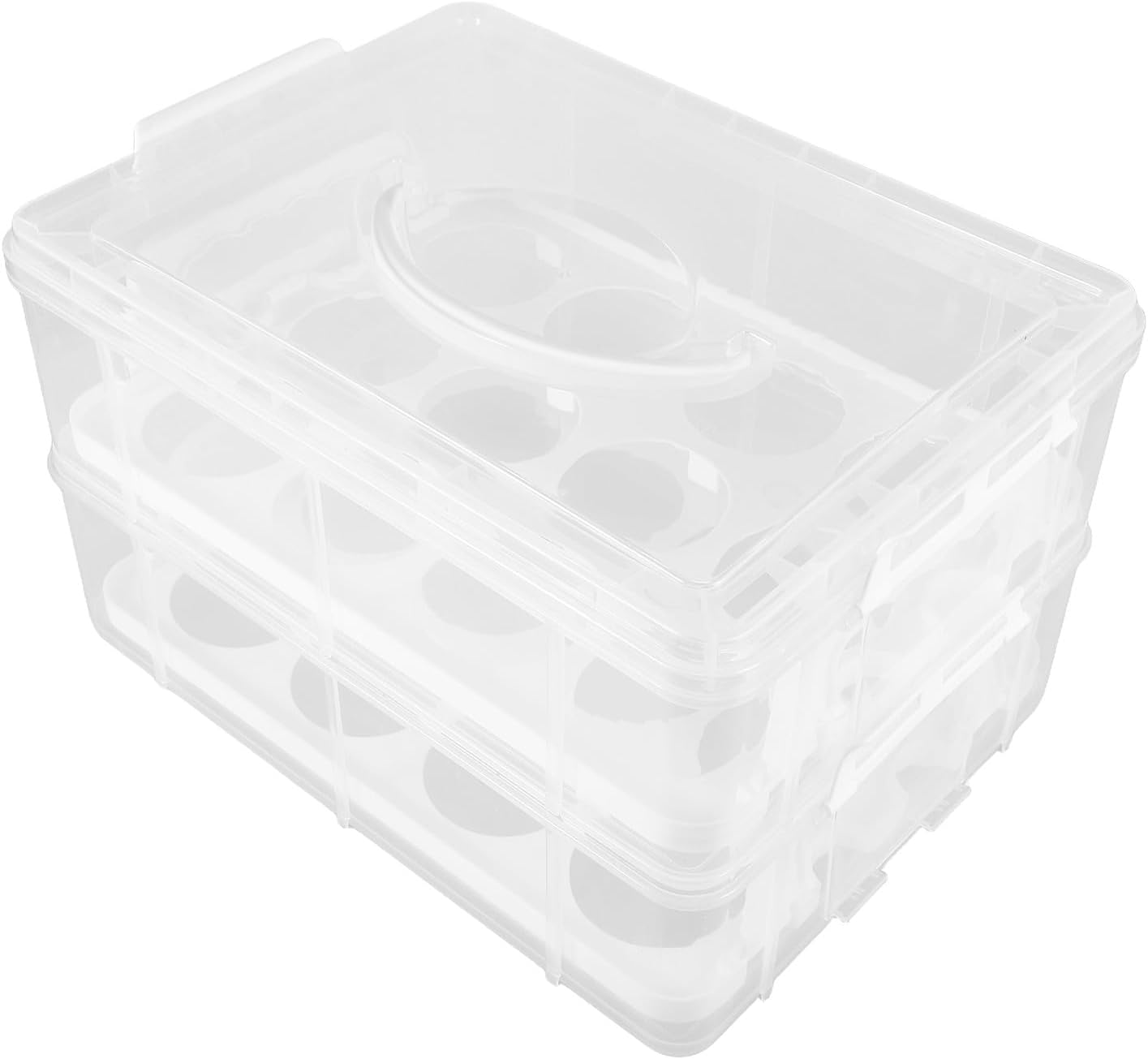 Dual Layer 24-cup Cupcake Carrier Box with Handle and Lid, Portable Dessert Storage Case for Travel and Outdoor Use