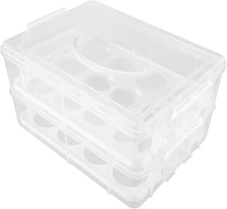 SUPVOX 2-layer Cupcake Carrier Box with Handle, 24-slot Rectangular Dessert Transport Container, Multi-tier Sealed Food Storage for Parties and Baking Transport