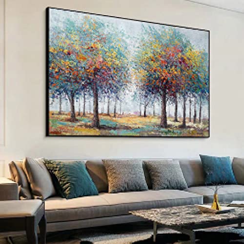 Peinture arbre coloré 3D abstrait sur toile salon 60x90cm sans cadre