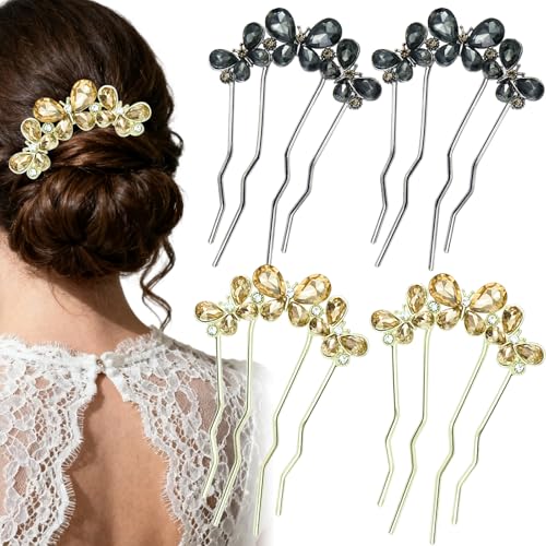 4 Peines Decorativos de Mariposa con Cristal miniatura 1