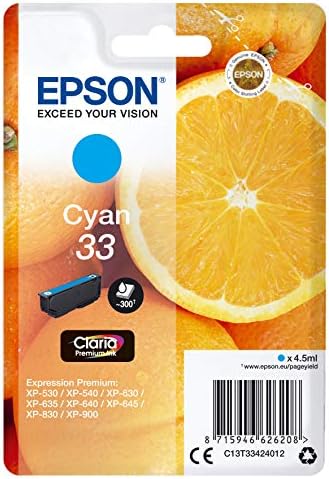 Epson 33 Cyan Oranges, Genuine, Claria Premium Ink, Standard Capacity