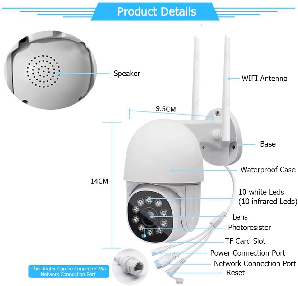 Security Cameras Outdoor, 3MP HD Wireless Security Camera Pan-Tilt 360° View,Home Security Camera with Motion Detection, Auto Tracking Color Night Vision, IP66 Waterproof, 2-Way Audio (Update White)…