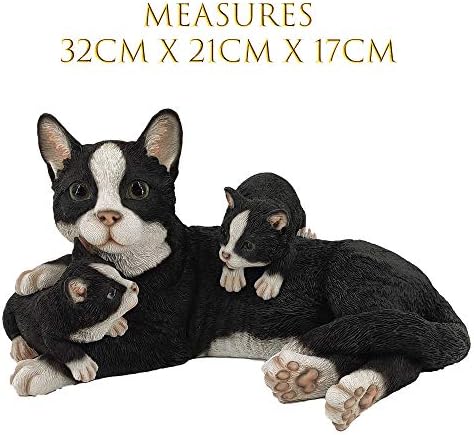 G&H Decor  Black and White Cat Poly Resin Lawn Statue  Hand Finished Ornament with Intricate Detail  Figurine Suitable for Indoor or Outdoor Use  Frost Resistant Garden Patio Gift (Kittens)