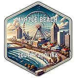 Myrtle Beach South Carolina Souvenir Travel Destination Die Cut Hexagon Decorative Flat Magnet (2-Inch)