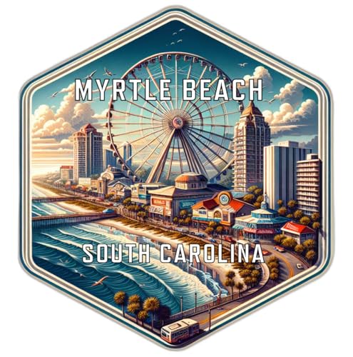Imán decorativo hexagonal 4 pulgadas Myrtle Beach
