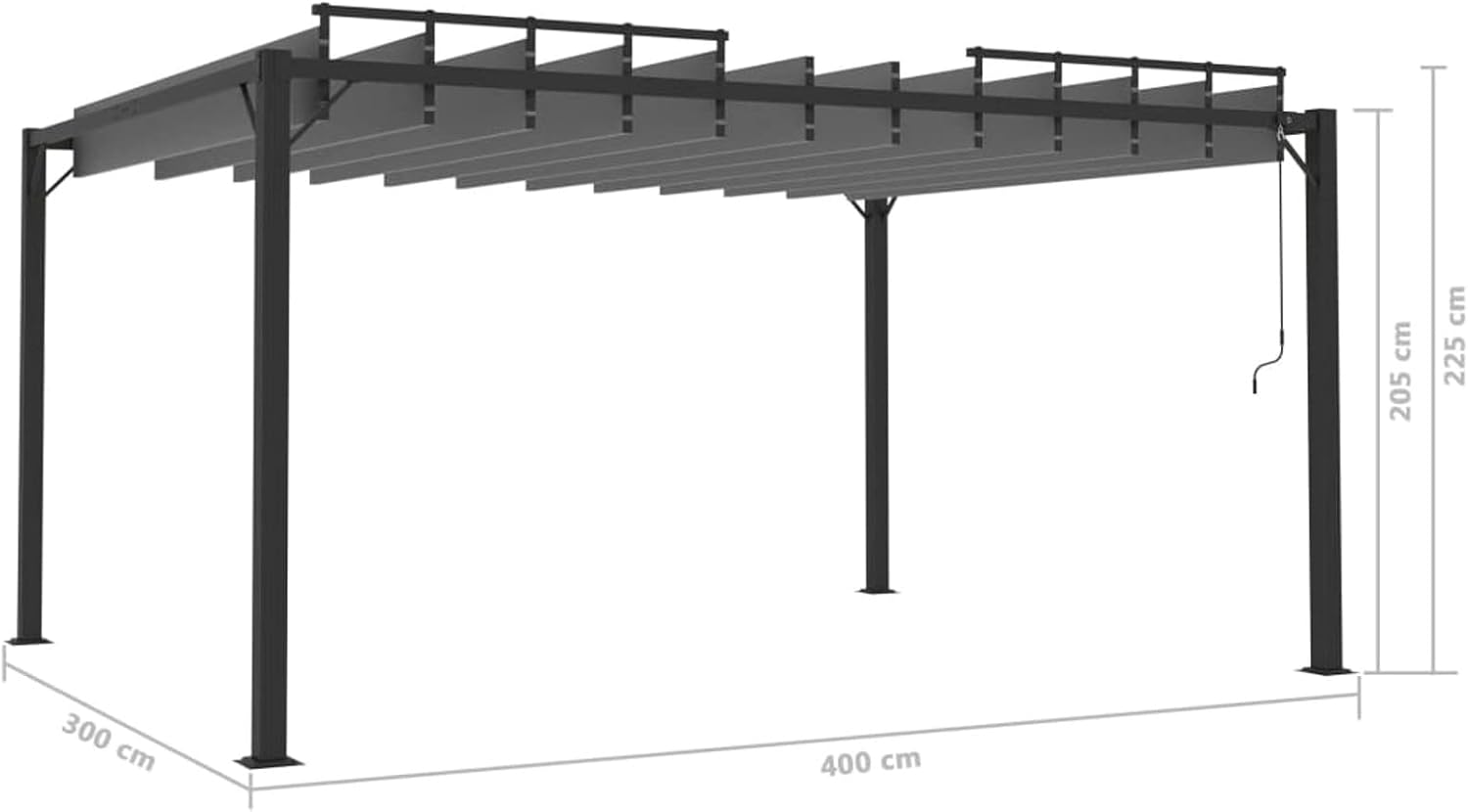 Diagram showing pergola dimensions