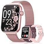Smart Watches for Women,Fitness Tracker Smartwatch for Android Phones/iPhone Compatible,1.85" Womens Watch with Blood Pressure Monitor,Calls and Messages/Heart Rate/Sleep/Female Cycle(3 Watch Bands)