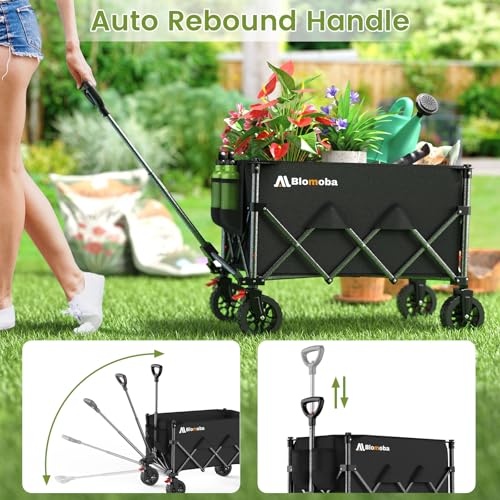 image for Blomoba Collapsible Wagon Cart, 150L 220lbs Heavy Duty Foldable Beach 