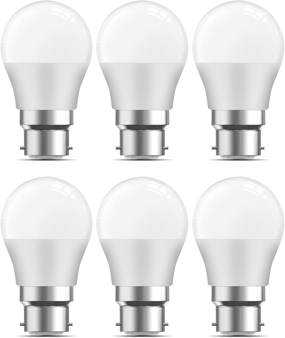LEDYA LED Bayonet Light Bulbs 5W, 40W Halogen Bulb Equivalent, 400LM, Warm White 3000K, Energy Saving B22, 240°Wide Beam, G45 Small Golf Ball Blubs, Non-dimmable, Pack of 6 [Energy Class F], 20047