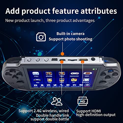 Dreamhax X7 Plus Handheld Game Console With Preload 10000 Games, Portable Video Games Support Hdmi Output & Double Player, Classic Arcade Retro Game Player Gameboy Gift Present (4.3" Screen Black) #TOP6