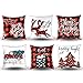 Produktbild MENOLY, 6 x Weihnachts-Kissenbezüge, 45,7 x 45,7 cm, Buffalo Plaid Schneeflocke, Merry Christmas, Hirsch, Weihnachtsbaum, Kissenbezug für Weihnachtsdekorationen