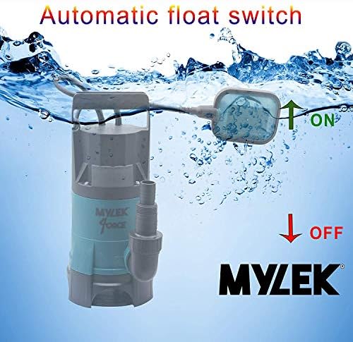MYLEK Submersible Water Pump 750W Electric with Heavy Duty 20M Layflat Hose for Clean or Dirty Water with Float Switch - for Floods, Pools, Gardens, Wells, Ponds, Hot Tubs (750W Pump & 20M Hose)
